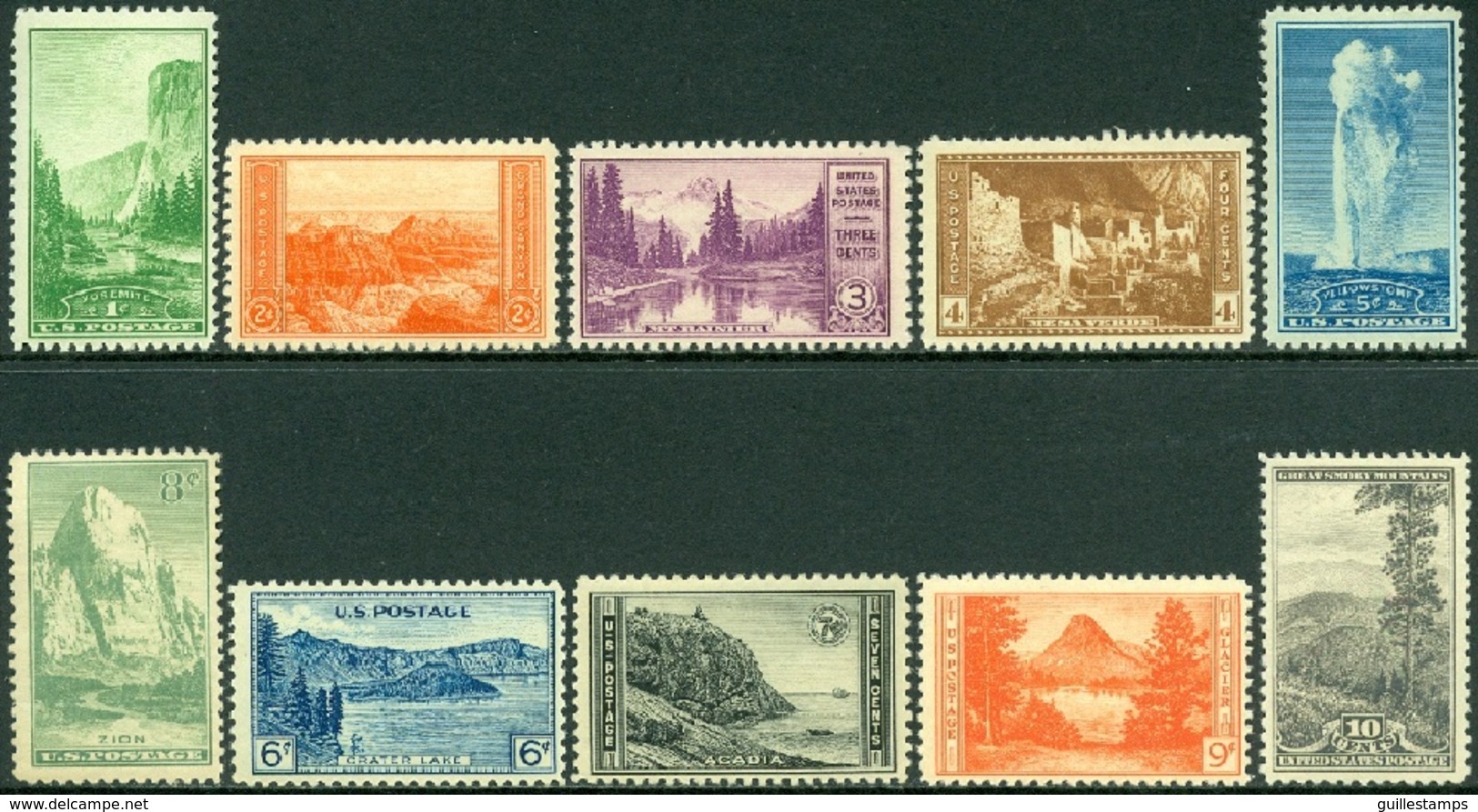 UNITED STATES OF AMERICA 1934 NATIONAL PARKS** (MNH) - Unused Stamps