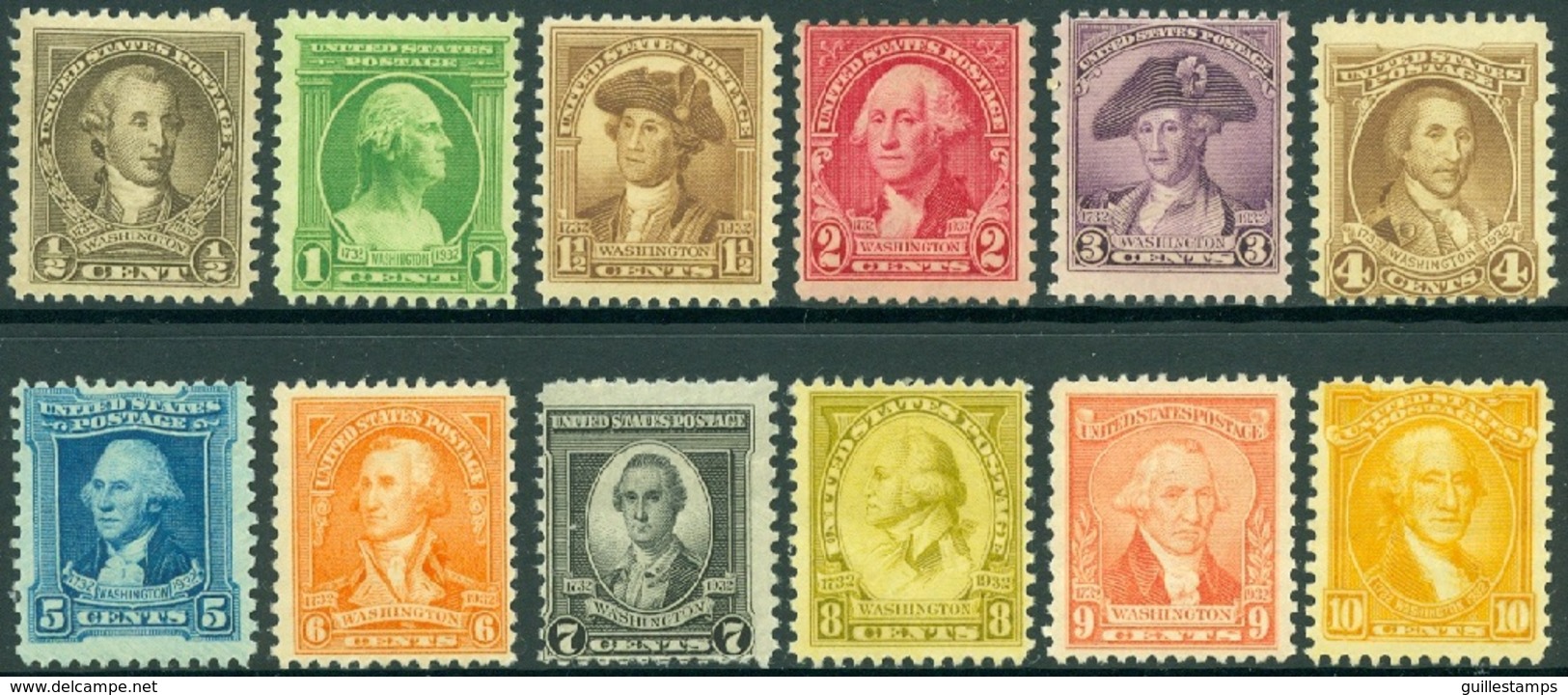 UNITED STATES OF AMERICA 1932 WASHINGTON BICENTENNIAL, PORTRAITS** (MNH) - Neufs