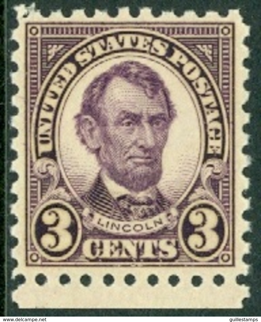 UNITED STATES OF AMERICA 1923-26 3c LINCOLN** (MNH) - Unused Stamps