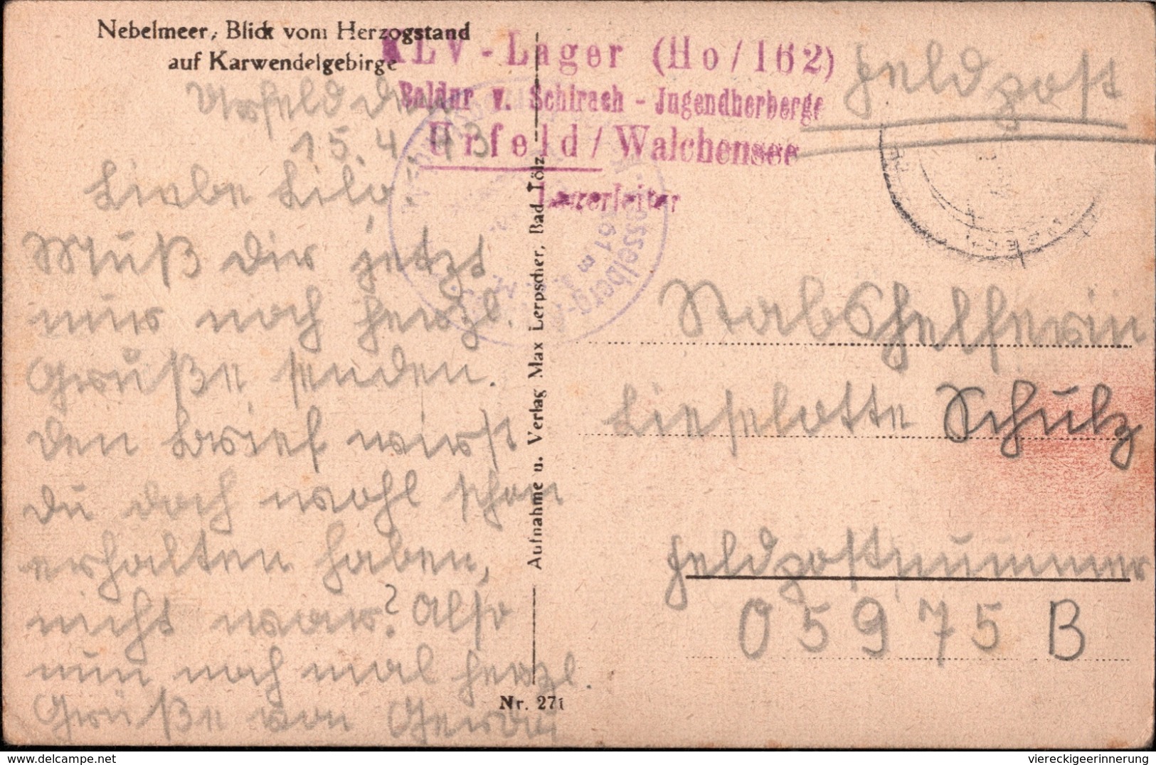 ! 1943 Urfeld Am Walchensee, Bayern, Stempel KLV Lager HO/162, Kinderlandverschickung, Feldpost - Storia Postale