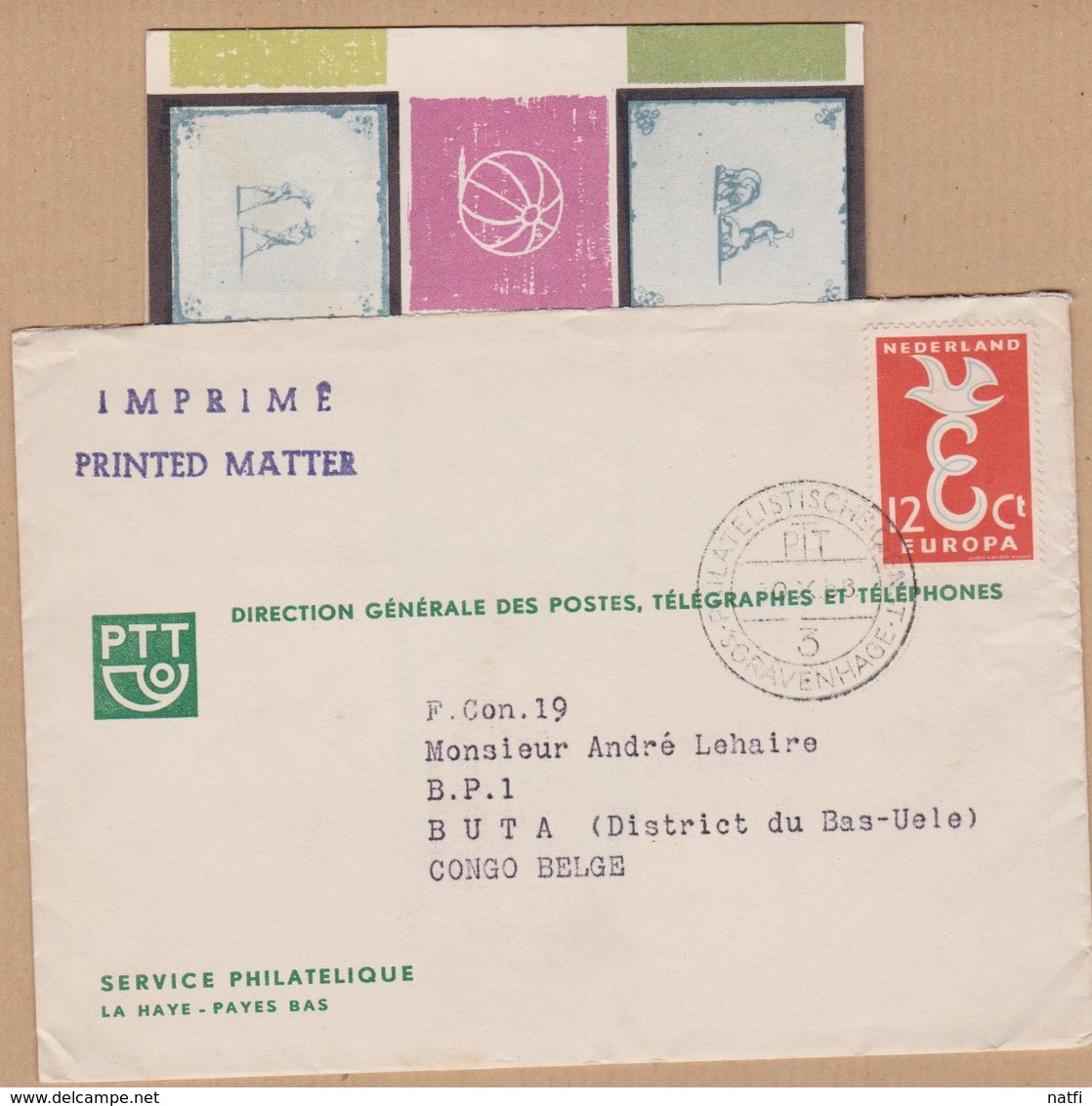 ENVELOPPE TIMBRE EUROPA  + CORRESPONDANCE 1958 SERVICE PHILATELIQUE LA HAYE PAYES BAS  VOIR PHOTO - Postal History