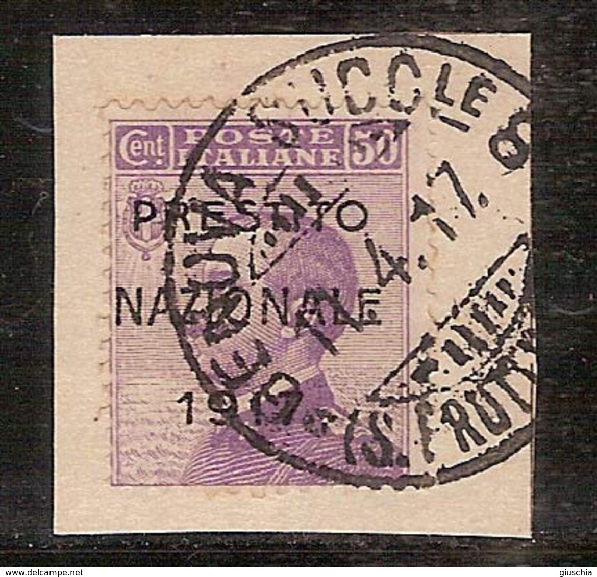 (Fb).Regno.V.E.III.1908.-50c Violetto Soprastampato "Prestito Nazionale 1917" Usato Su Frammento (709-16) - Usati