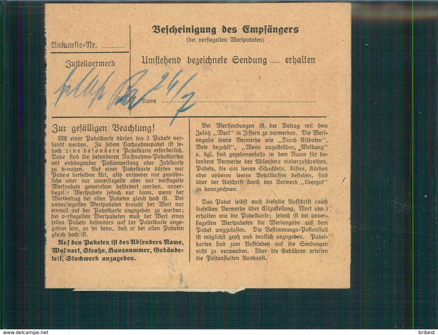 Paketkarte 1934 SCHMOELLN Siehe Beschreibung (202485) - Sonstige & Ohne Zuordnung