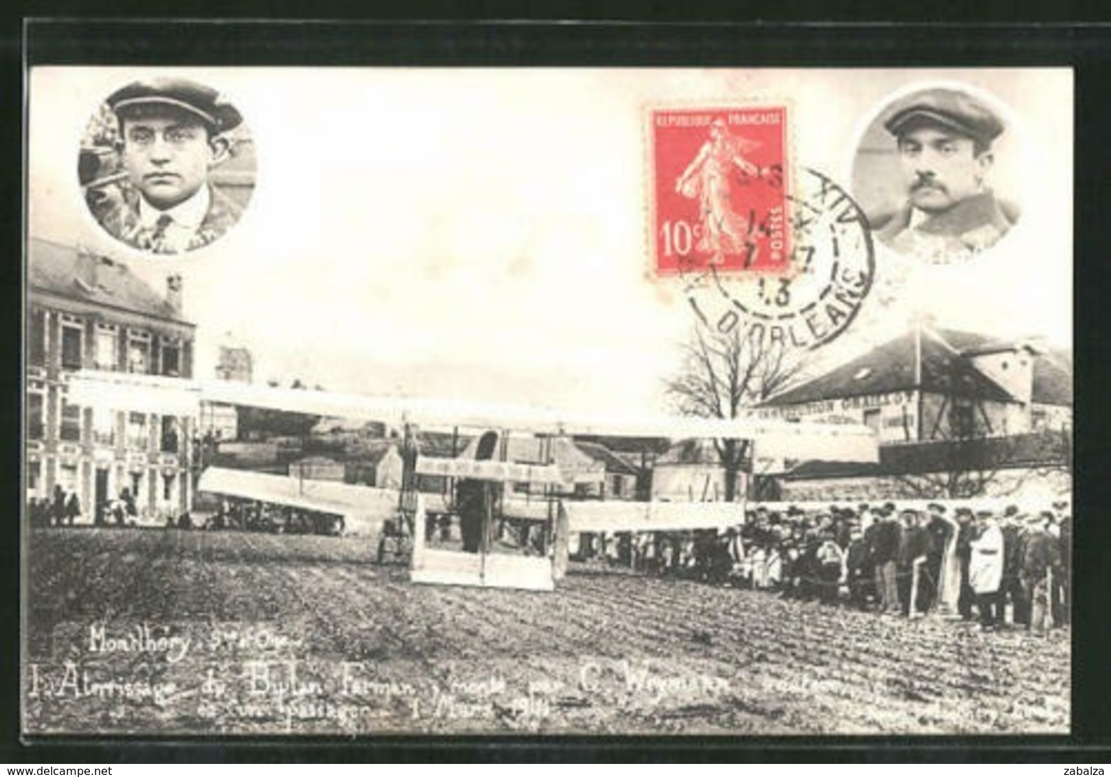 Montlhery Atterrissage Du Biplan Farman Aviateur Weymann Mars  1911 TBE Carte Photo - Montlhery