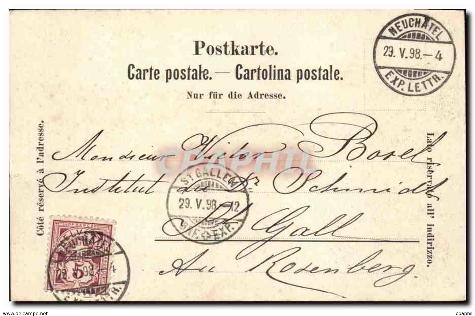 CPA Suisse Neuchatel Carte 1898 - Neuchâtel