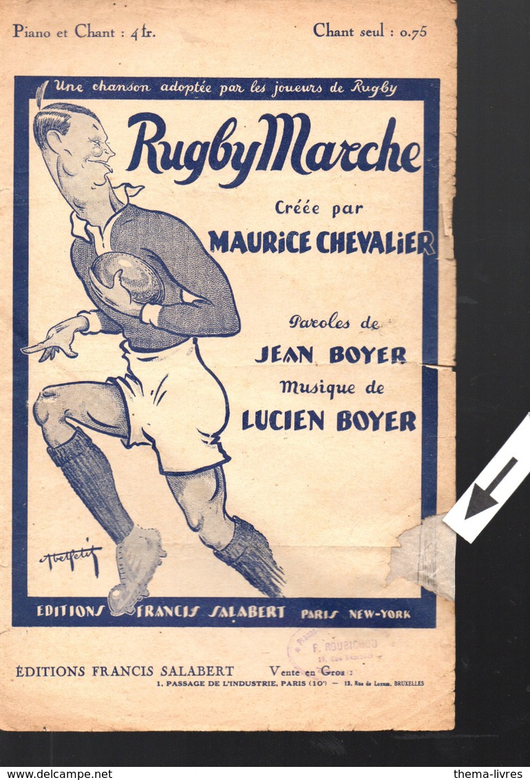 Partition "petit Format" Maurice Chevalier  RUGBY MARCHE  1924 (MPA PF 025) - Autres & Non Classés