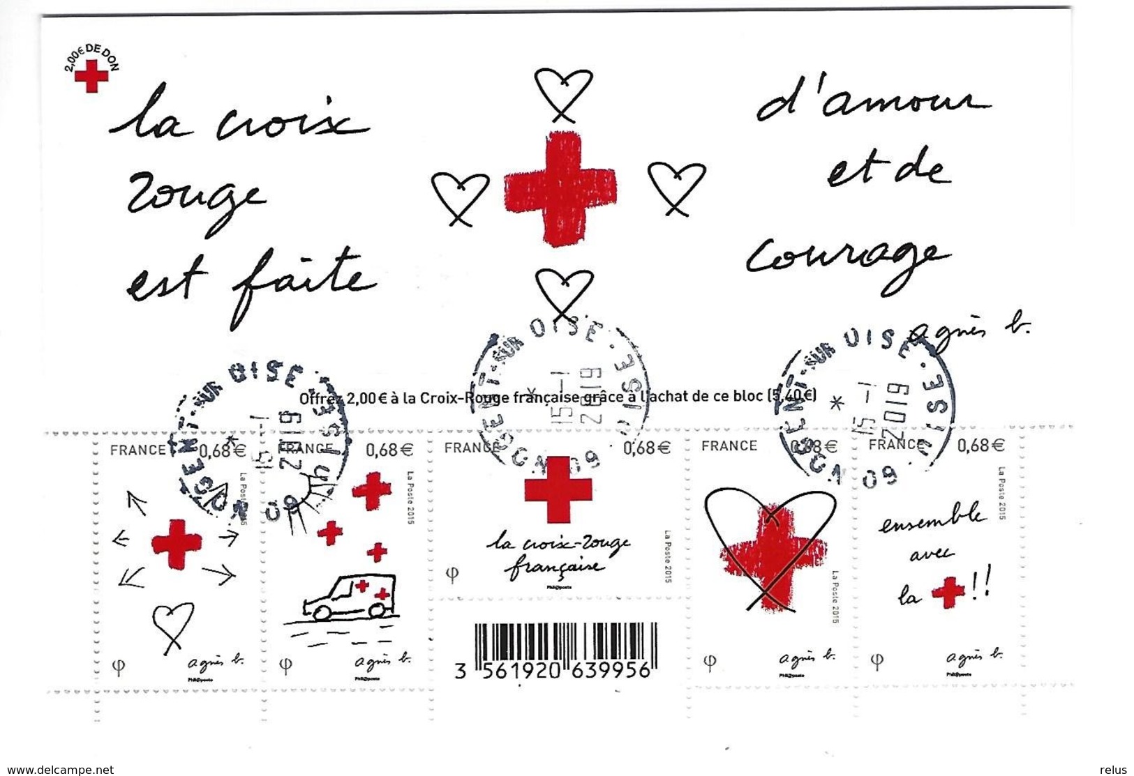 F 5001 Au Profit De La Croix-Rouge Amour Et Courage Oblitéré 2015 - Oblitérés