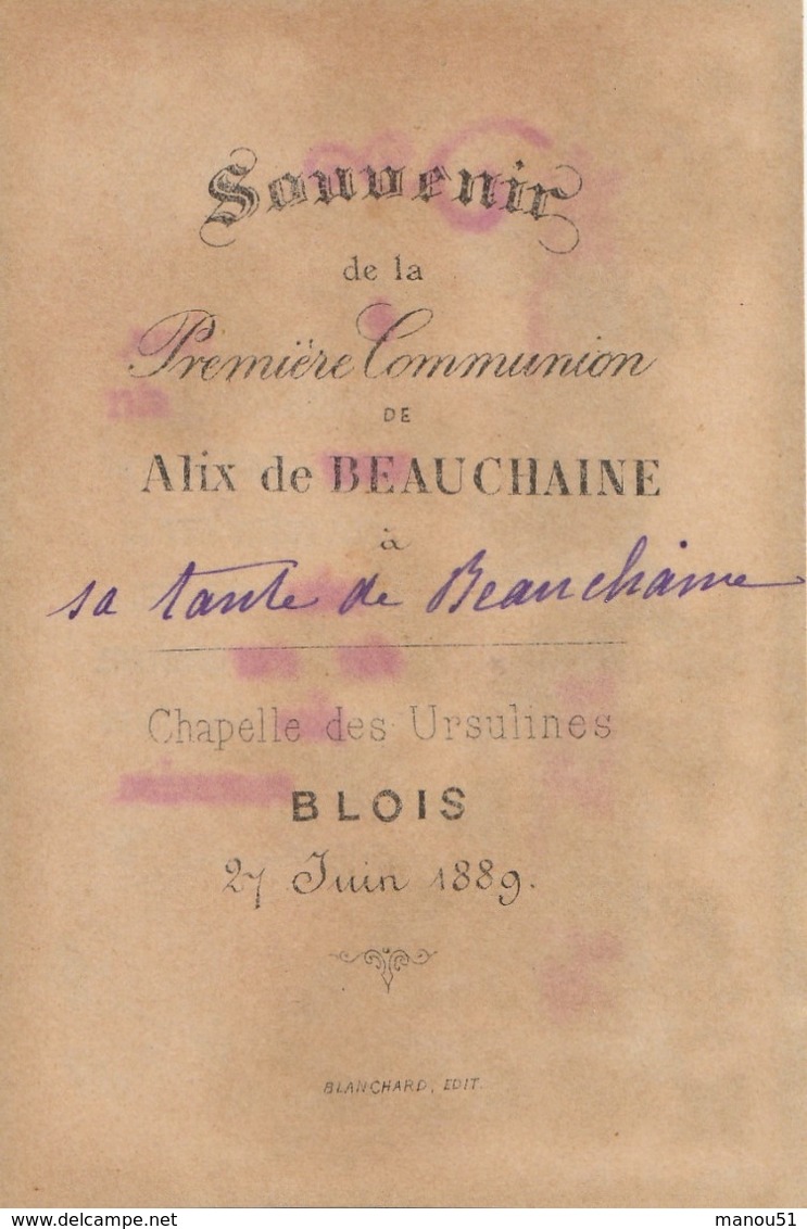 Lot N°3 - 2 Images Religieuses - Première Communion 1882.1889 ( Impr.Blanchard à Orléans ) - Images Religieuses