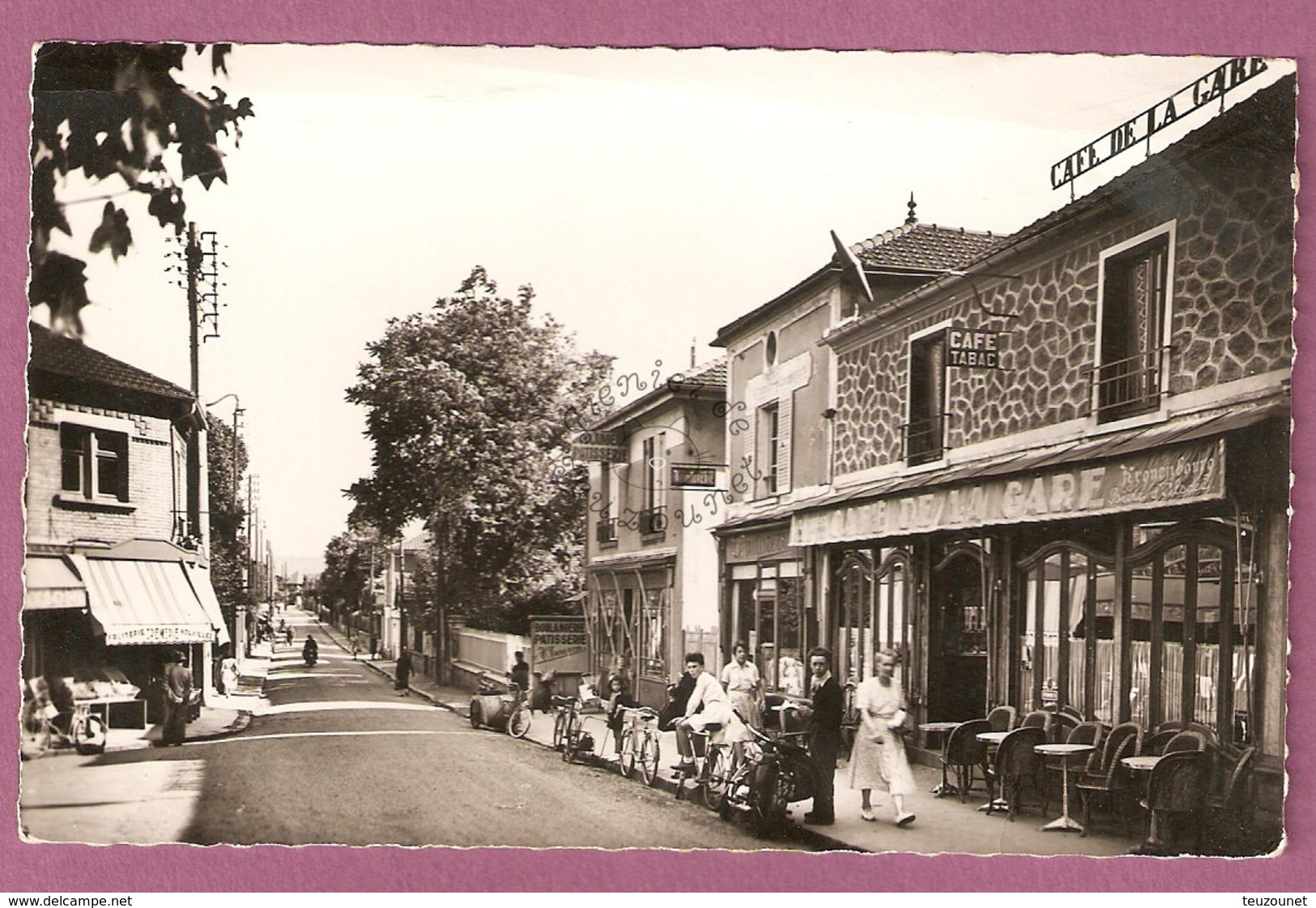 Cpsm Franconville Rue De La Station  - Café De La Gare - 2 Scans - Franconville