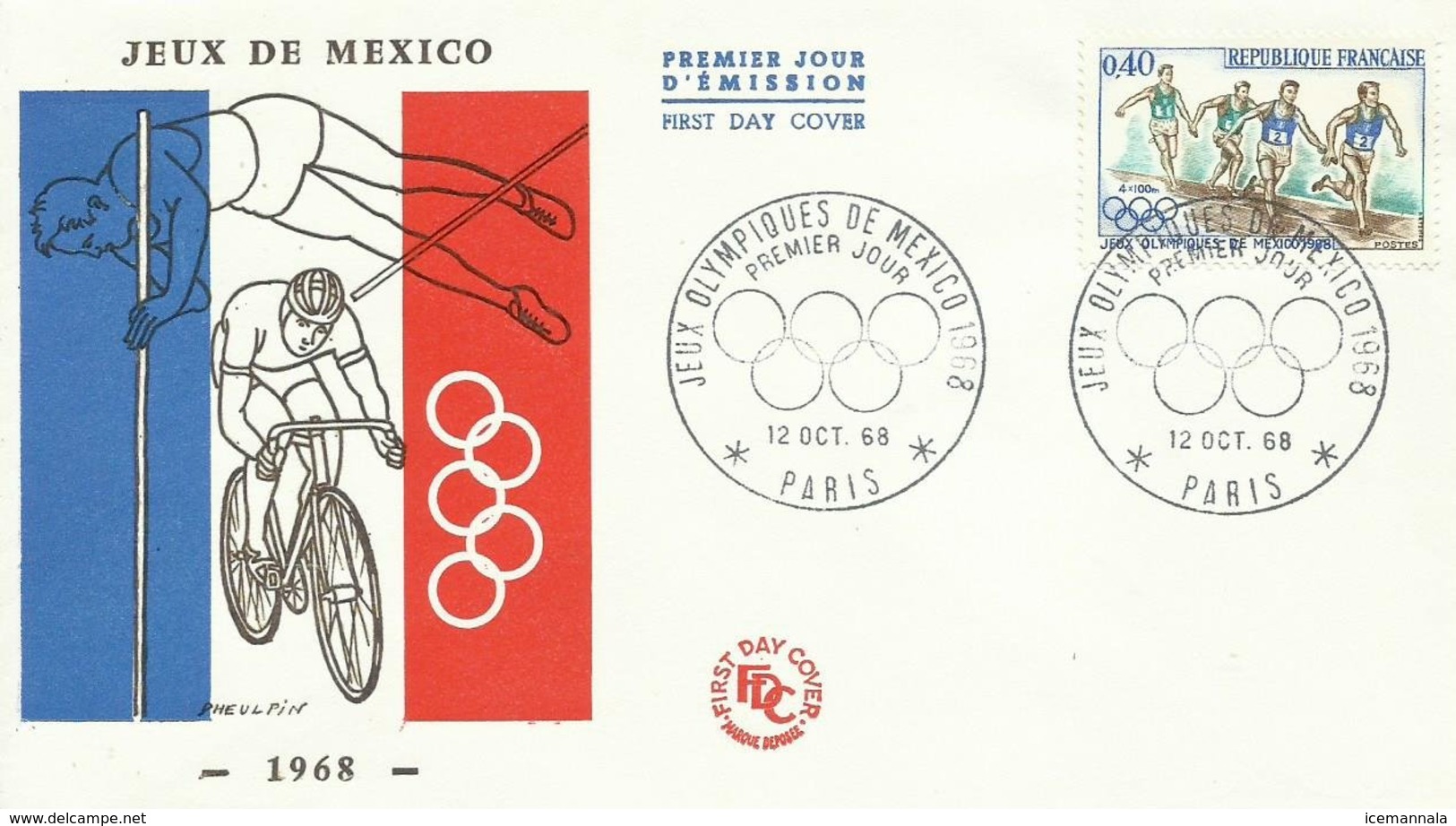 FRANCIA, SOBRE PRIMER DIA JUEGOS OLIMPICOS - Verano 1968: México