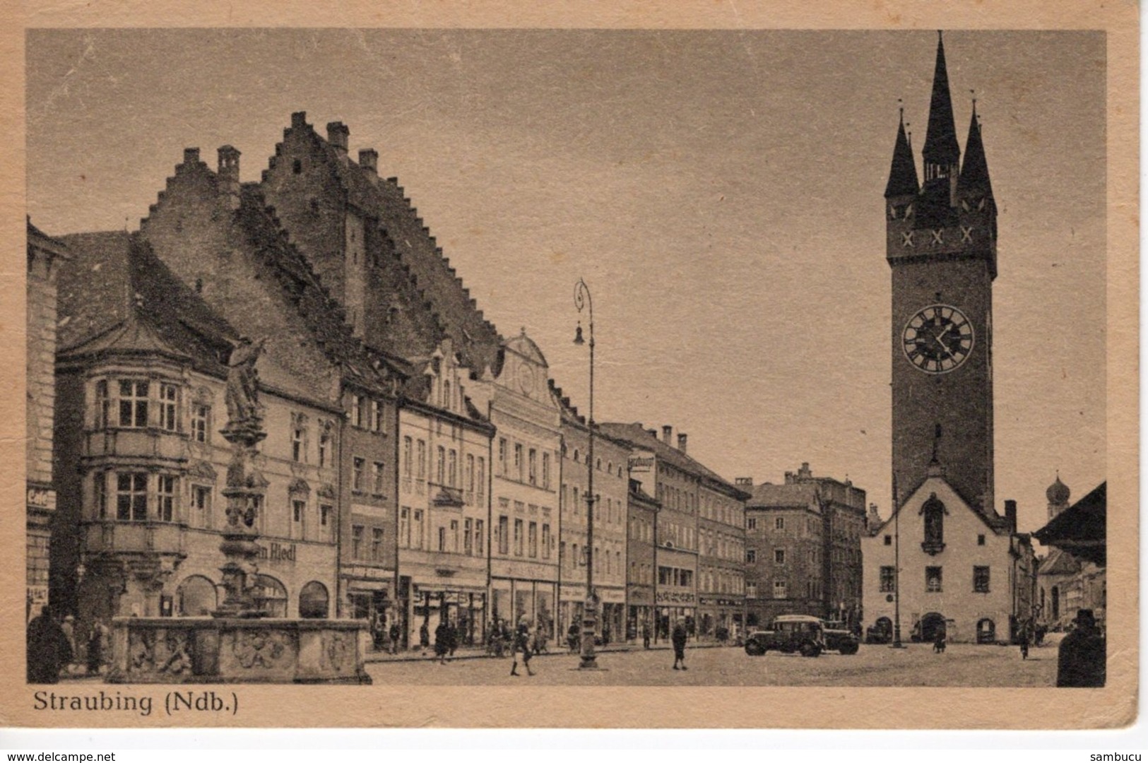 Straubing - Stadtplatz Mit Kirche Ca 1930 - Straubing