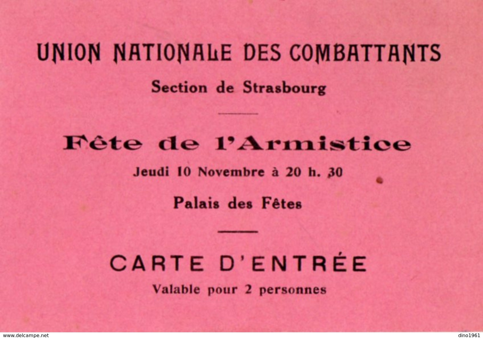 VP15.693 - MILITARIA - Carte De L'Union Nationale Des Combattans - Section De STRASBOURG - Fête De L'Armistice - Documenten