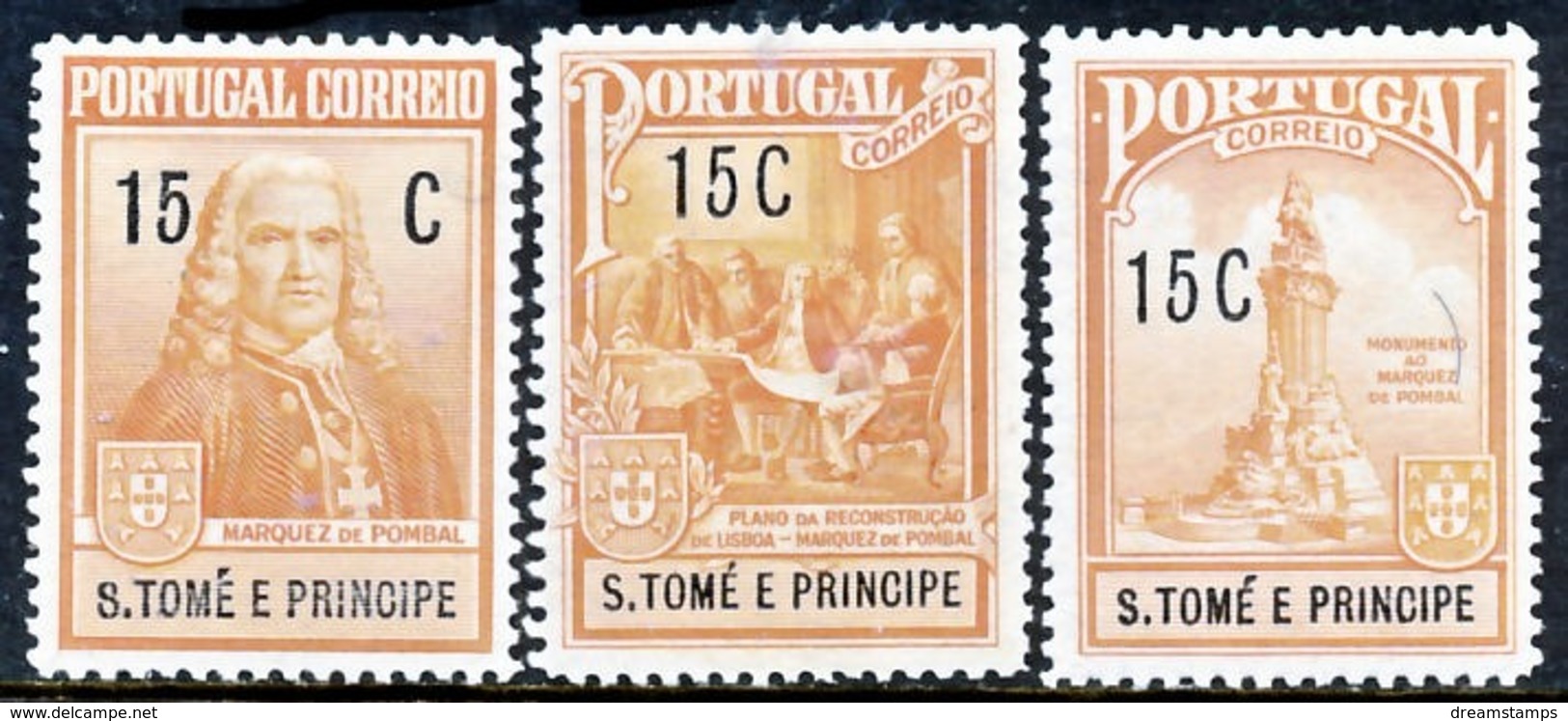 !										■■■■■ds■■ St.Thomas Postal 1925 AF#1-3* Marquis Of Pombal Set (x5147) - St. Thomas & Prince