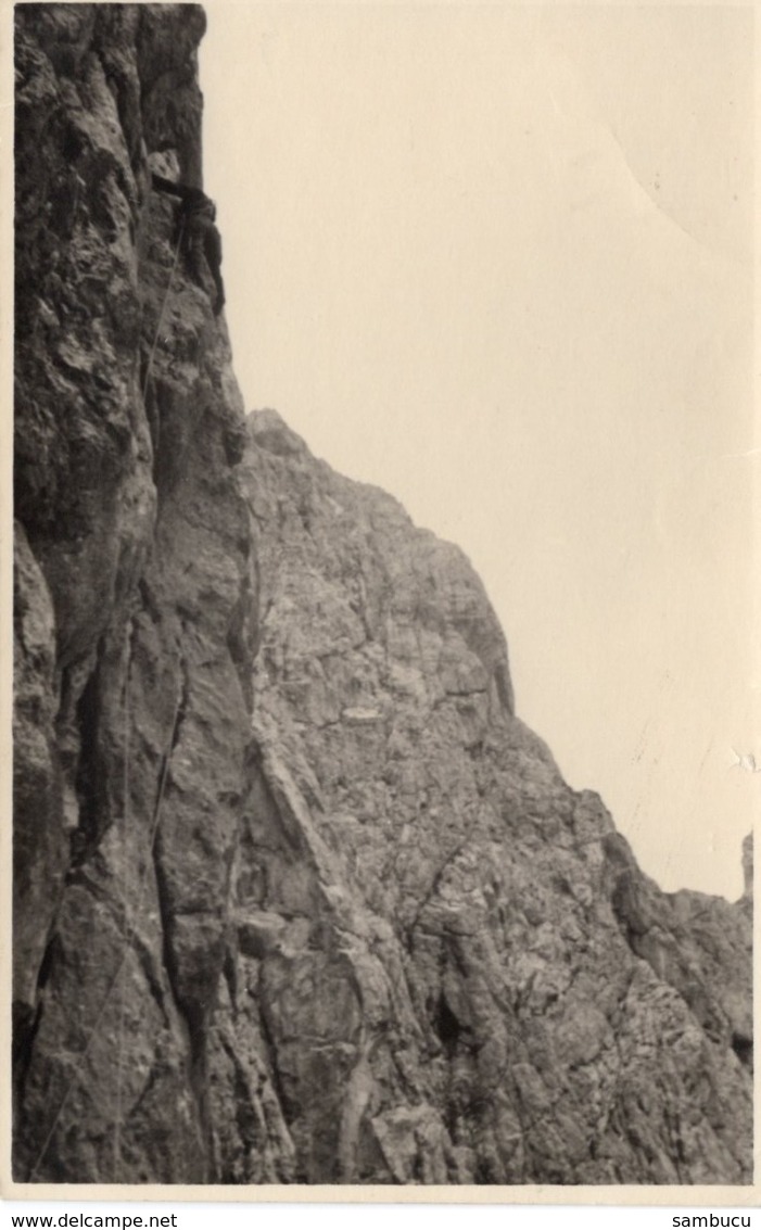 Felswand Mit Kletterer Und 2 Seilen Ca 1940 Unbekannt - Fotografie