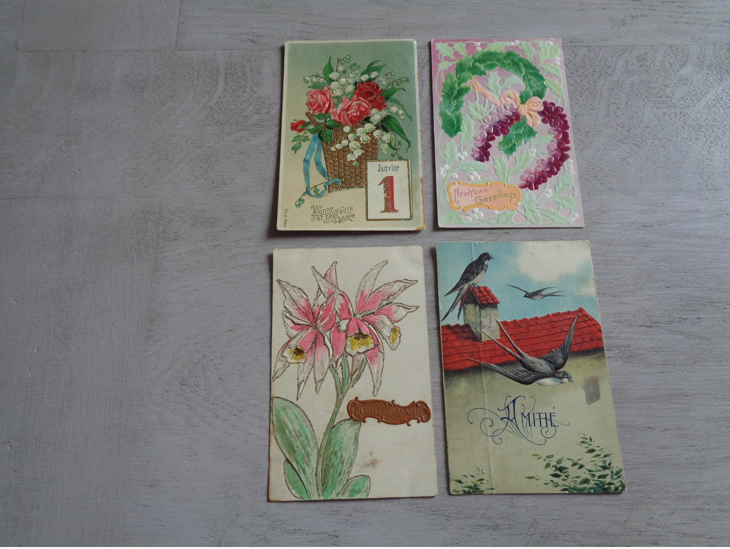 Beau lot de 60 cartes postales de fantaisie gaufrées  gaufrée       Mooi lot van 60 postkaarten van fantasie reliëf