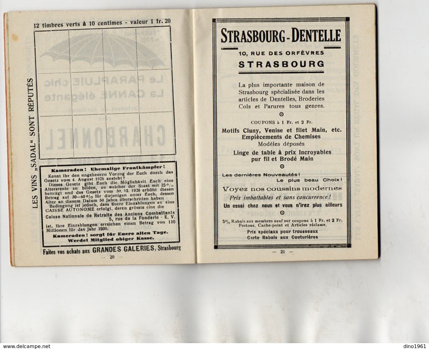 VP15.694 - MILITARIA - Carte & Livret publicitaire ( 96 pages )  de l' U.N.C  - Section de STRASBOURG