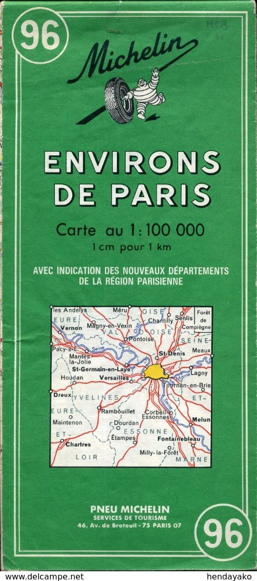 2 Cartes Routières Michelin - Environs De Paris N°96/97 - Cartes Routières