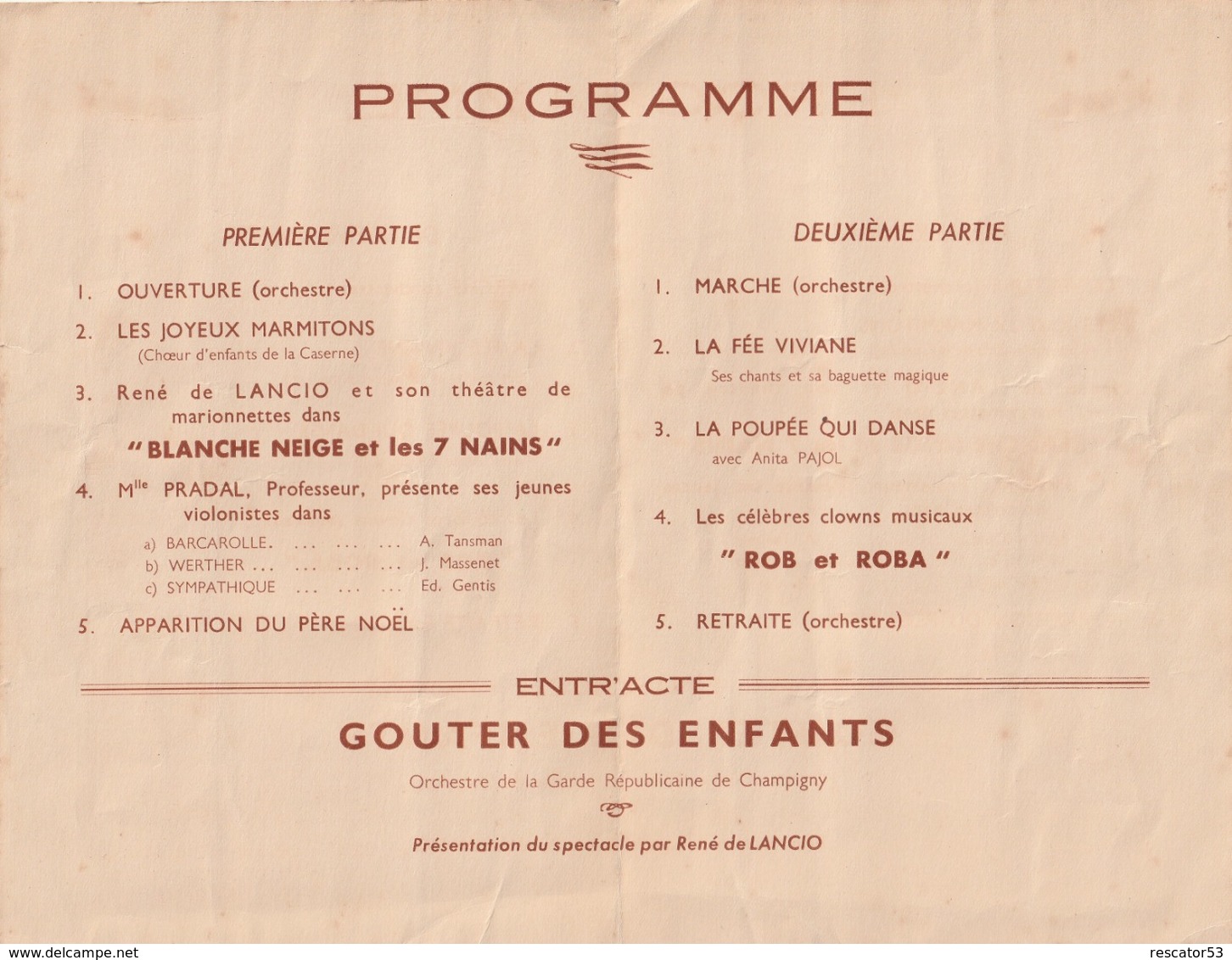 Rare Programme Spectacle De Noël 1949 De La Caserne De Champigny De La Garde Républicaine - 1939-45