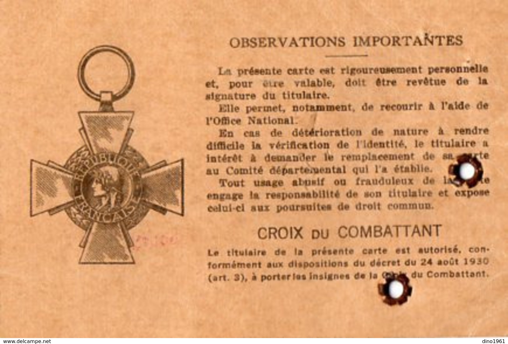 VP15.696 - MILITARIA - Carte Du Combattant - Section De STRASBOURG - Mr SCHULER à HOLTZHEIM - Documents