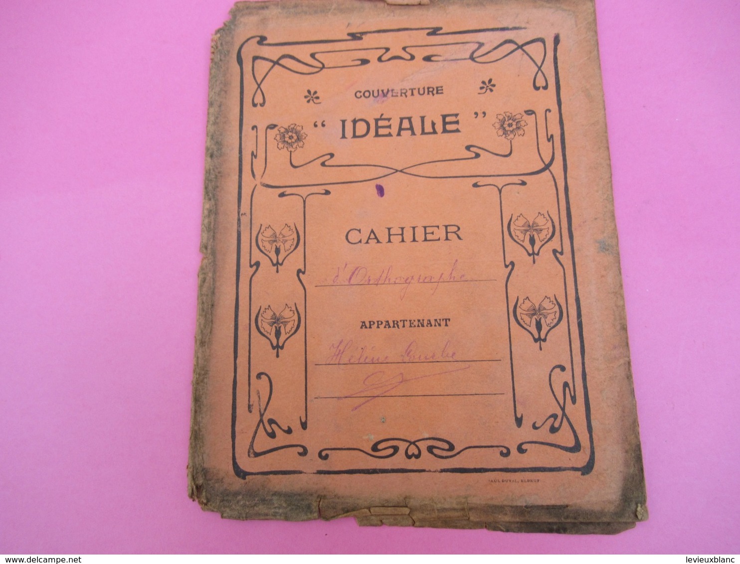 Protège   Cahier/Autres/Couverture " Idéale"/Cahier D'Orthographe/Hélène COURBE/ Duval/ELBEUF/Vers 1920-1930      CAH201 - Sonstige & Ohne Zuordnung