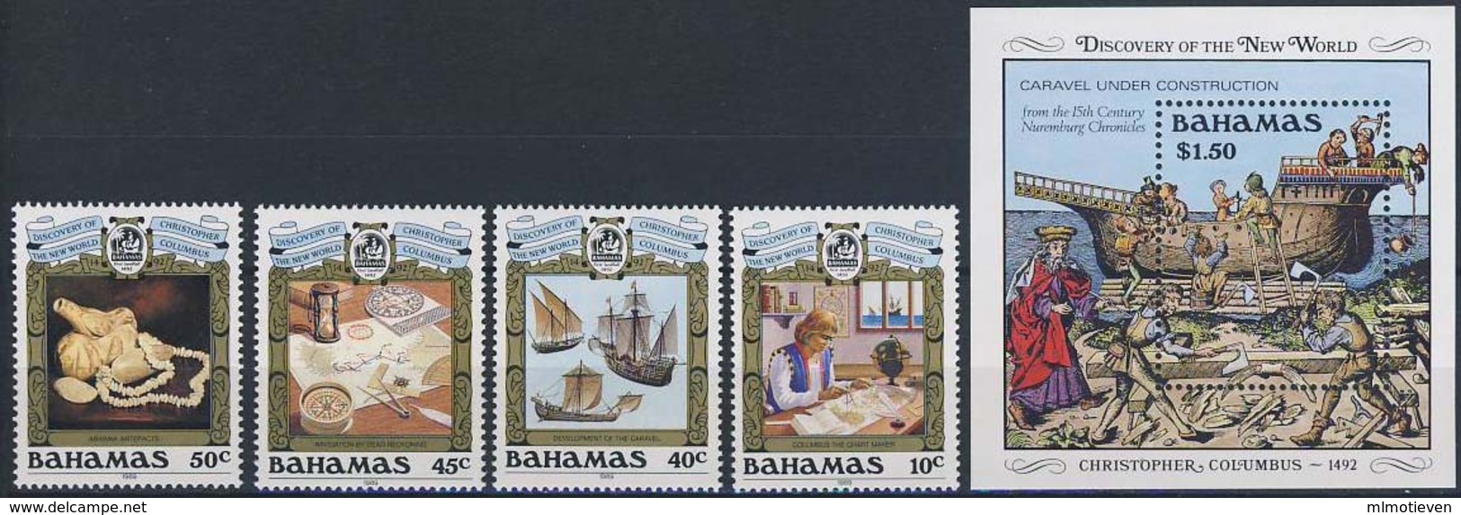 MVS-BK1-191 MINT ¤ BAHAMAS 1990 KOMPL. SET ¤ VOILIERS - ZEILSCHEPEN - SAILING SHIPS OVER THE WORLD - Maritiem
