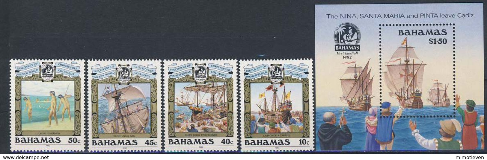MVS-BK1-164 MINT ¤ BAHAMAS 1990 KOMPL. SET ¤ VOILIERS - ZEILSCHEPEN - SAILING SHIPS OVER THE WORLD - Marittimi