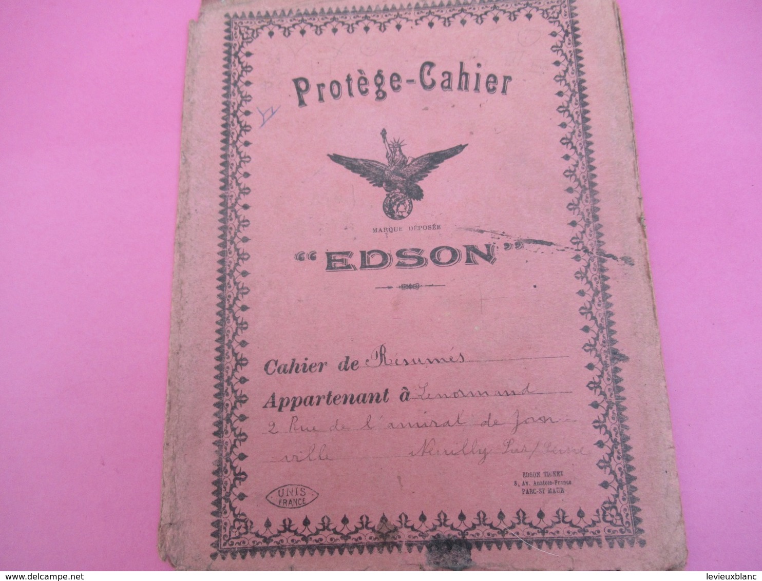 Protège   Cahier/Autres/EDSON Marque Déposée/ Unis France / PARC- SAINT MAUR/Lenormand/Neuilly/Vers 1920-1930     CAH202 - Autres & Non Classés