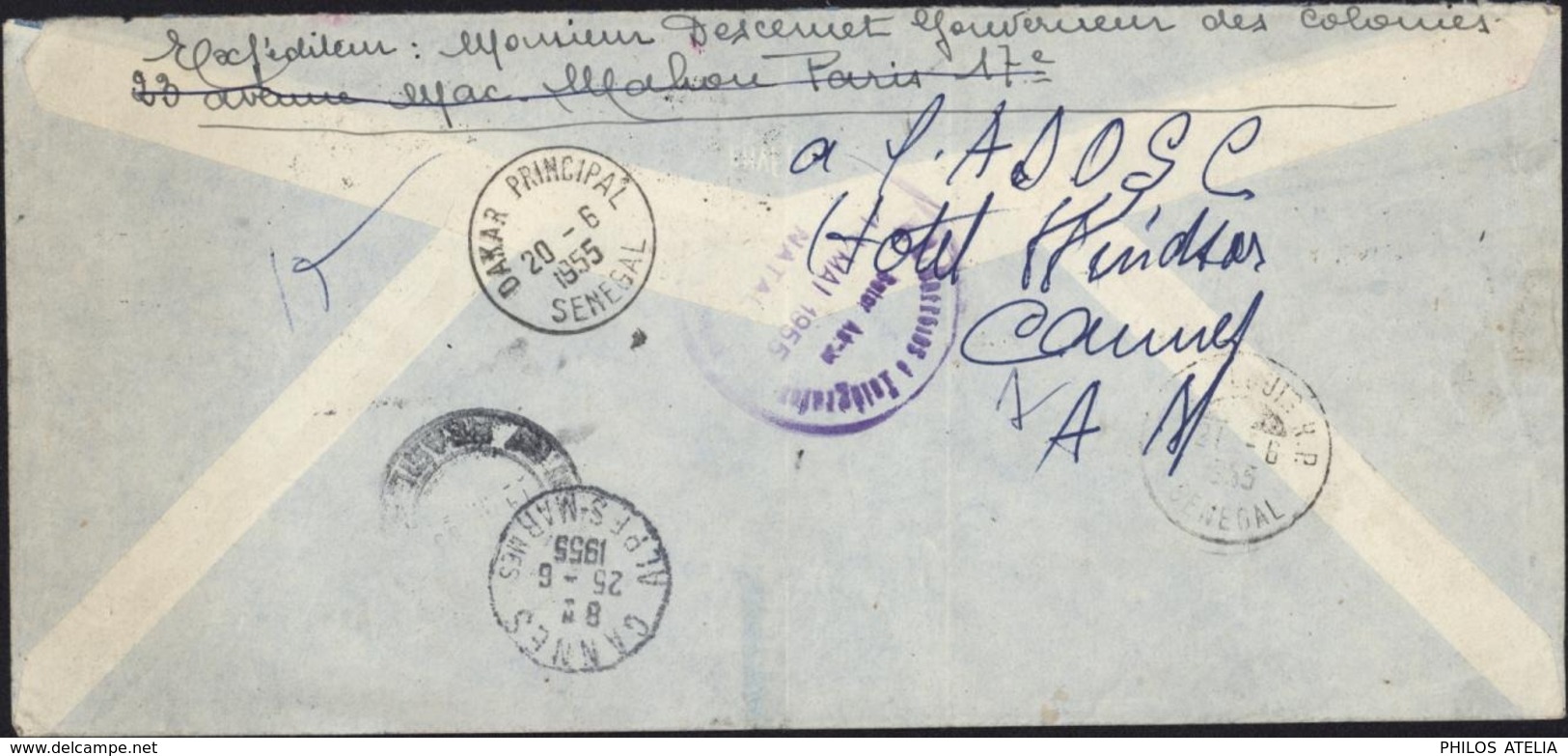 25e Anniversaire 1ère Liaison Postale Aérienne St Louis Natal Jean Mermoz 12 Mai 1930 Avion CAD St Louis Sénégal 12 5 55 - Posta Aerea