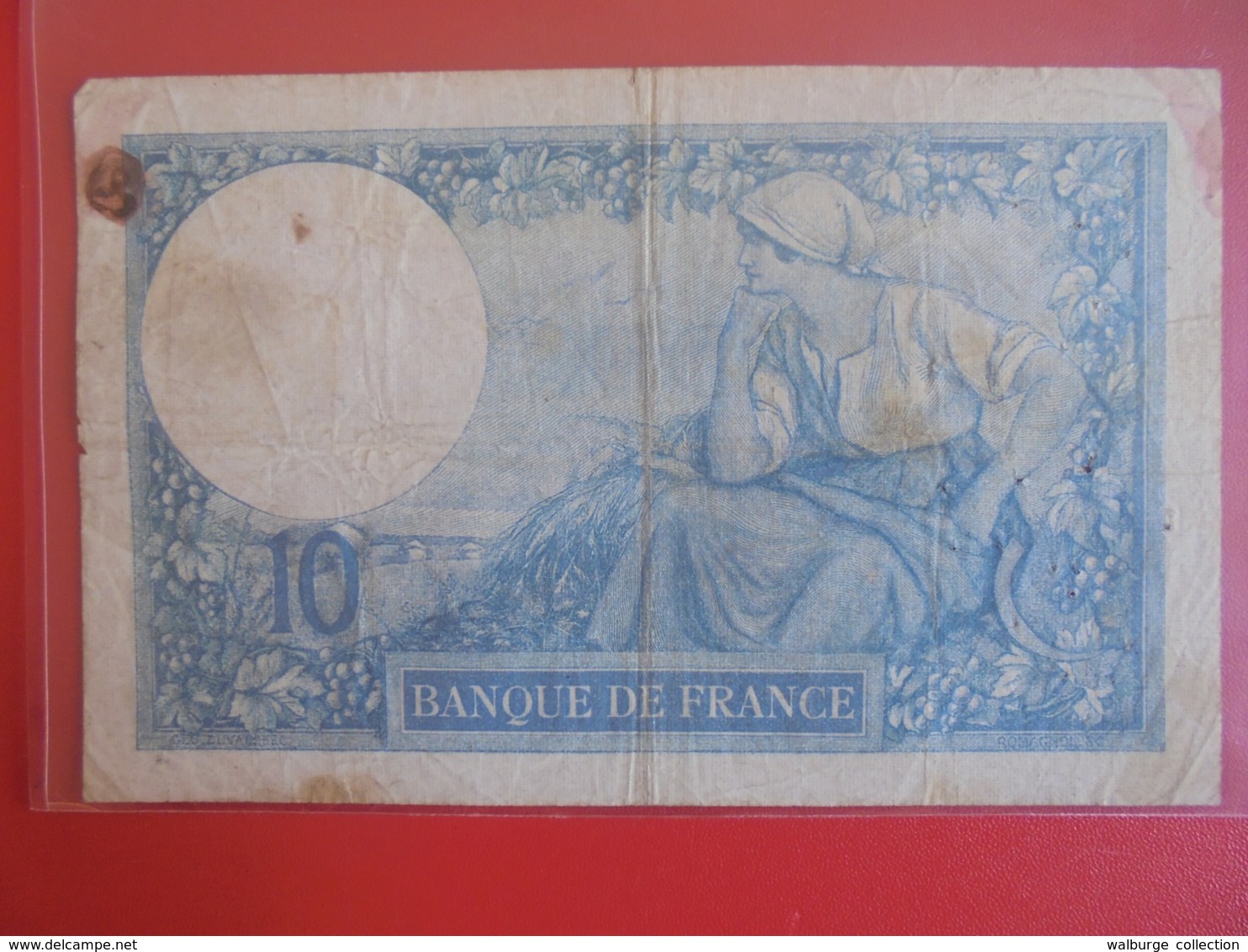 FRANCE 10 FRANCS 1917 CIRCULER (B.7) - 10 F 1916-1942 ''Minerve''