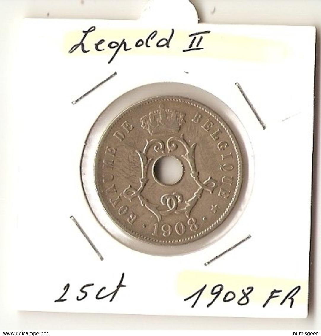 LEOPOLD II  -- 25 CENT 1908 FR - 25 Centimes