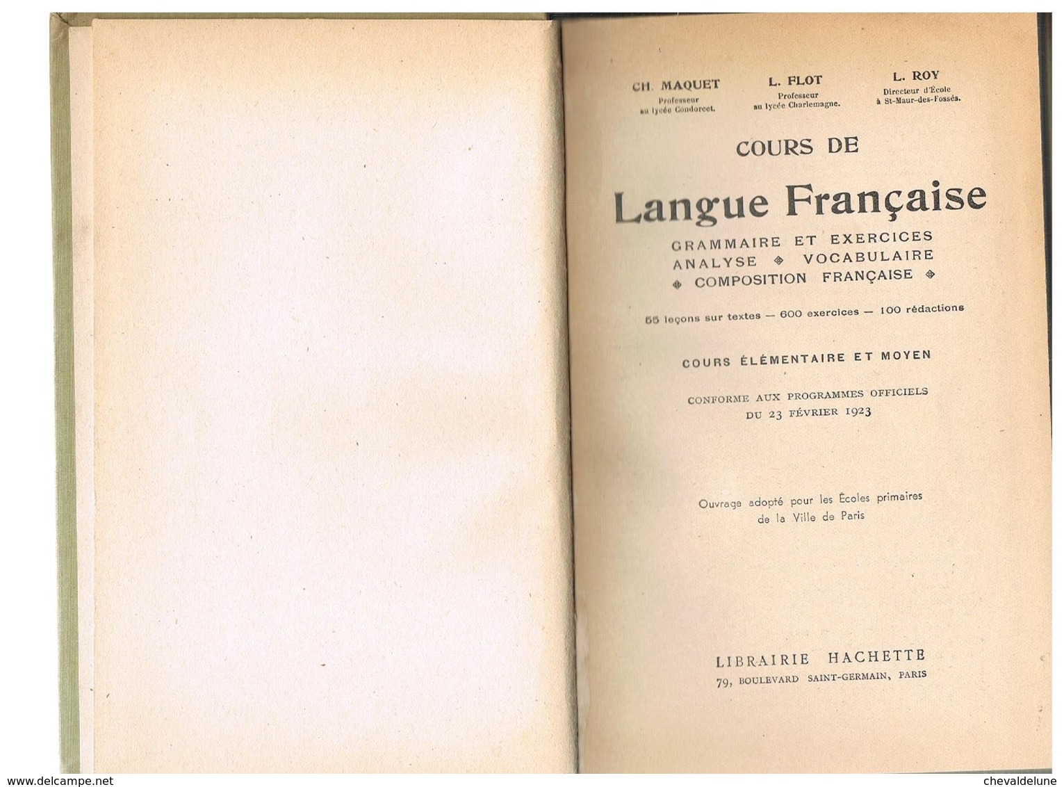 LIVRE SCOLAIRE : MAQUET, FLOT & ROY : COURS DE LANGUE FRANCAISE : Grammaire-Vocabulaire-Composition Française - 6-12 Ans