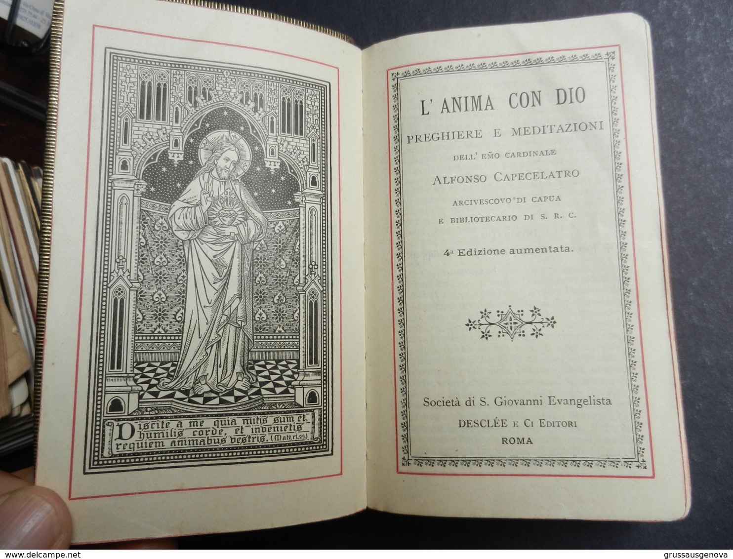 7ogg) L'ANIMA CON DIO PREGHIERE E MEDITAZIONI CARDINALE CAPECELATRO SENZA DATA MA CREDO FINE 1800 - Libri Antichi