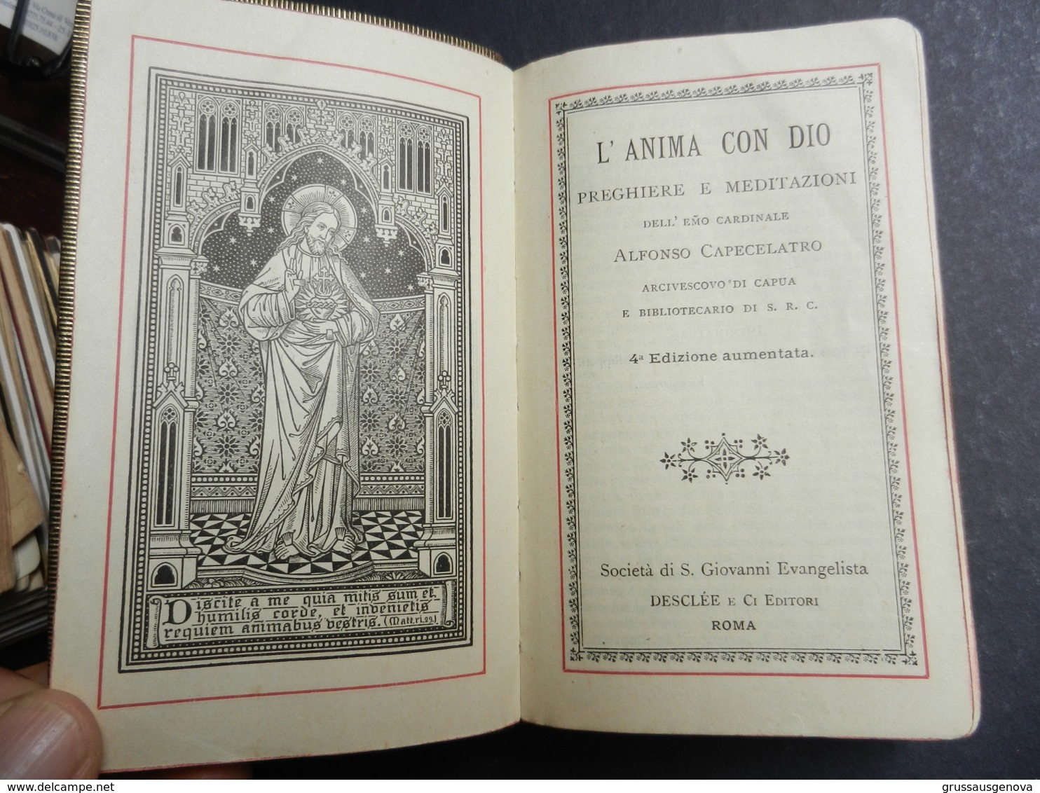 7ogg) L'ANIMA CON DIO PREGHIERE E MEDITAZIONI CARDINALE CAPECELATRO SENZA DATA MA CREDO FINE 1800 - Alte Bücher