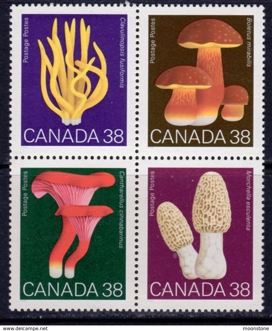 Canada 1989 Mushrooms Block Of 4, MNH, SG 1331/4 - Unused Stamps