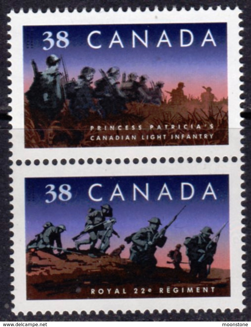 Canada 1989 75th Anniversary Of Canadian Regiments Vertical Pair, MNH, SG 1335/6 - Unused Stamps