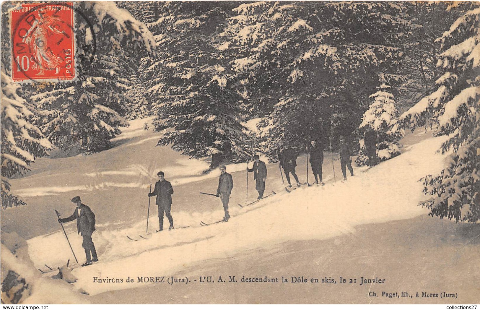 39-MOREZ-ENVIRONS,  L'U.A.M DESCENDANT LA DÔLE EN SKIS LE 21 JANCIER - Morez