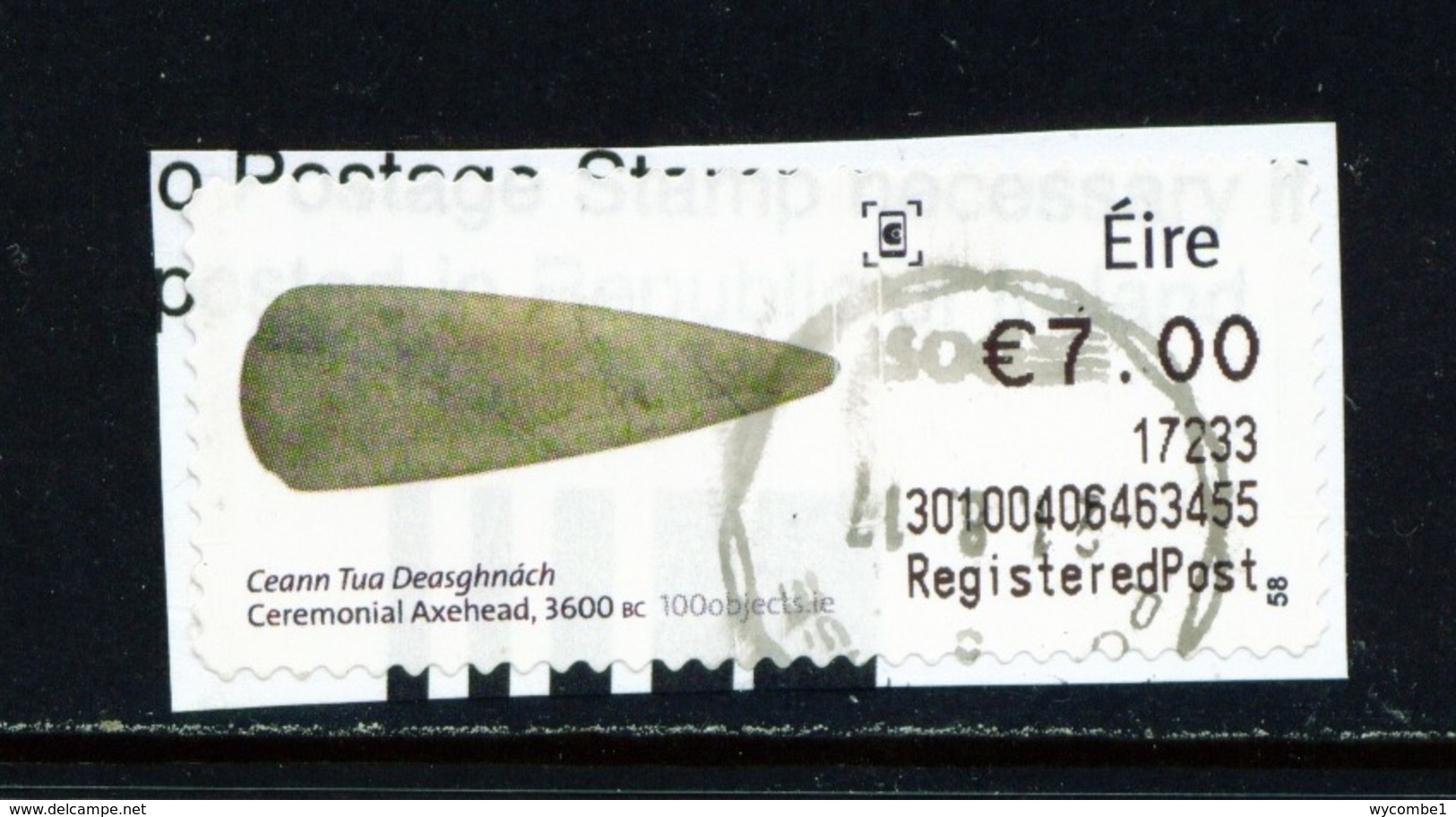 IRELAND  -  2017 Ceremonial Axehead SOAR (Stamp On A Roll)  CDS  Used On Piece As Scan - Oblitérés
