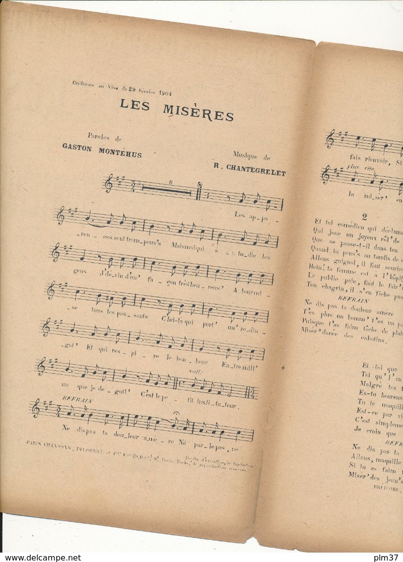 PARTITION - MONTEHUS, Les Misères - Partitions Musicales Anciennes