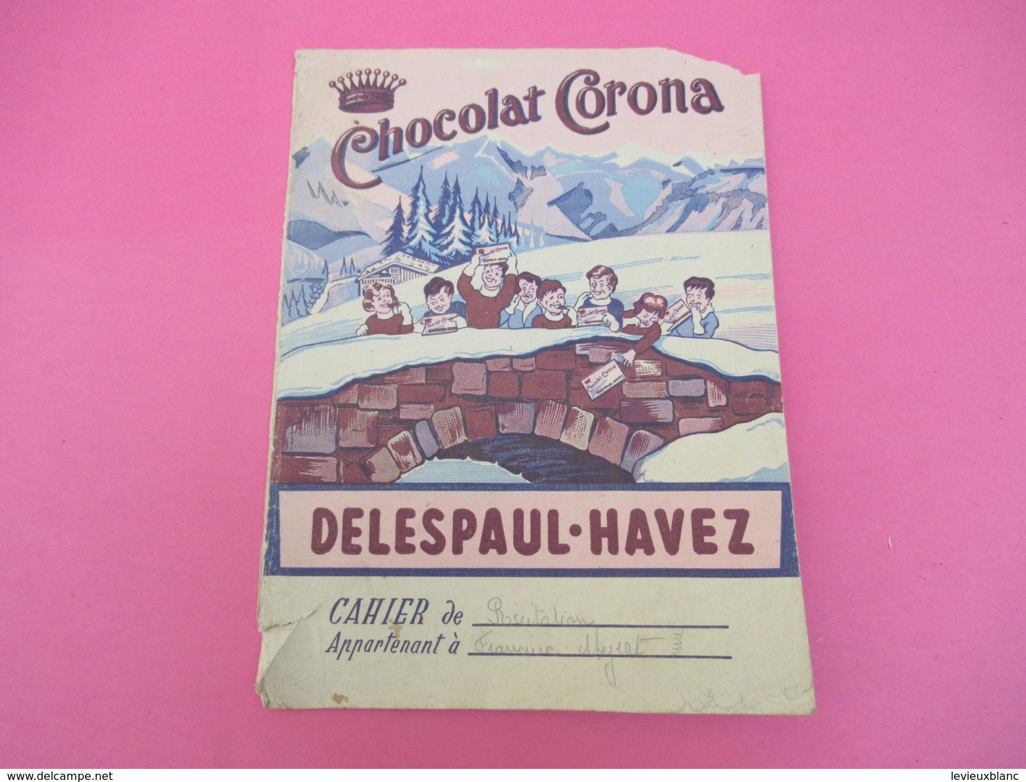 Protège-Cahier/Chocolat/ DELESPAUL-HAVEZ/MARCQ En BAROEUL/Nord/Cahier De Récitation  / Francine MEYRAT/Vers 1950  CAH213 - Chocolat