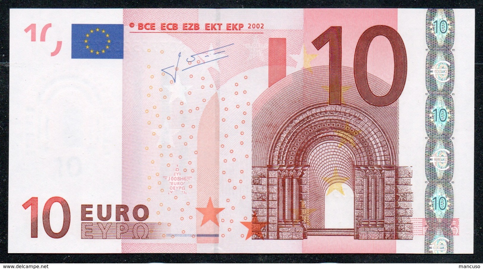 VERY RARE 10 EURO ITALIA S J008 TRICHET  UNC - 10 Euro