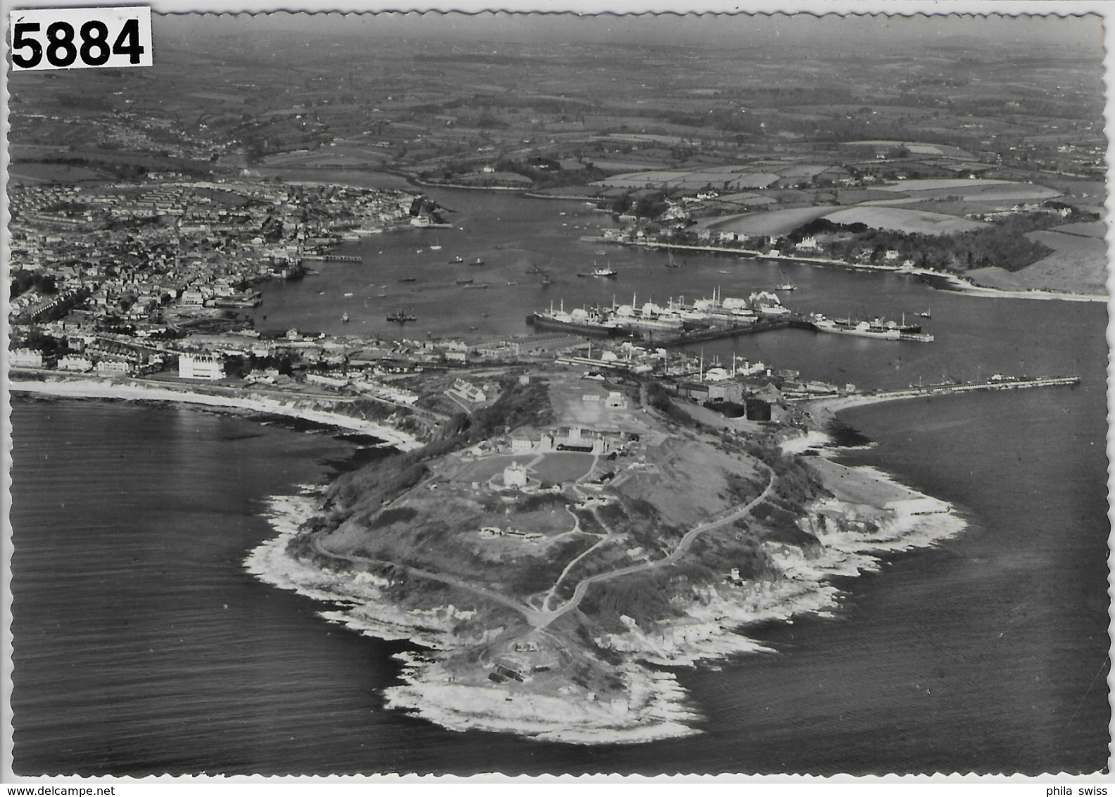 Pendennis Castle & Falmouth Harbour - Air View Aerofilms London - Falmouth