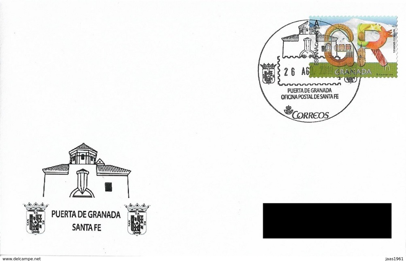 SPAIN. POSTMARK PUERTA DE GRANADA. SANTA FE. 2019 - Otros & Sin Clasificación