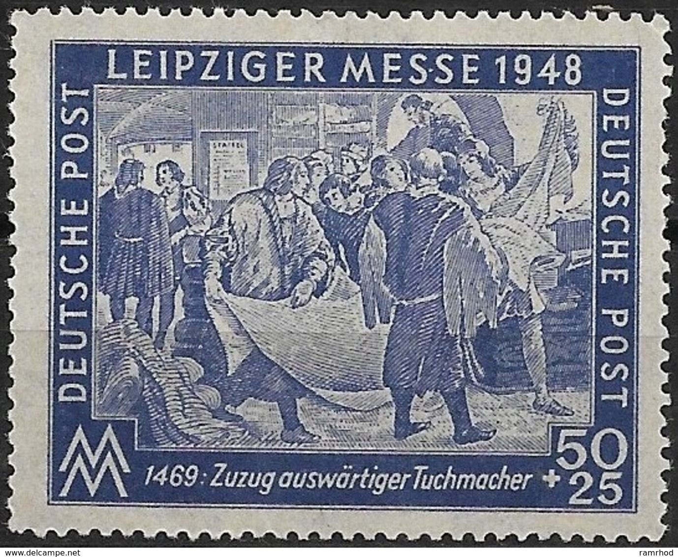 GERMANY 1948 Leipzig Autumn Fair - 50pf.+25pf  Foreign Merchants Displaying Cloth  MNH - Autres & Non Classés