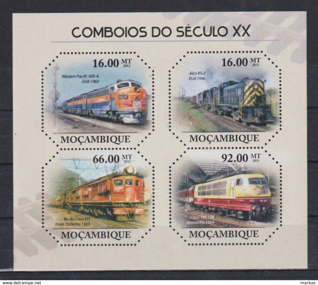 E678. Mozambique - MNH - 2011 - Transport - Trains - Trains