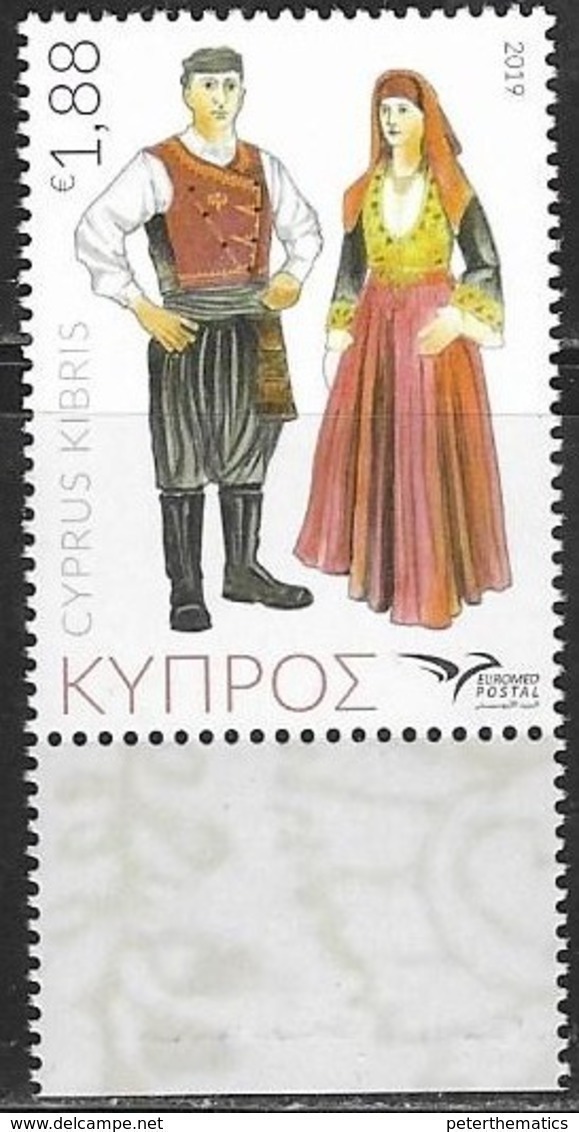 CYPRUS, 2019, MNH, EUROMED,COSTUMES OF THE MEDITERRANEAN, 1v - Costumes