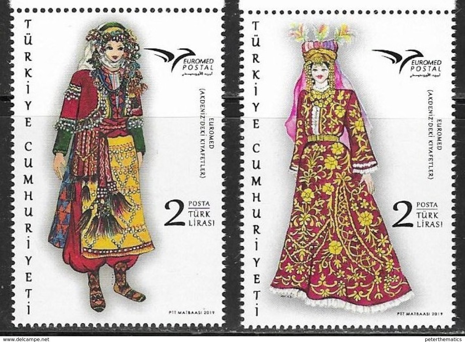 TURKEY,  2019, MNH,EUROMED, COSTUMES OF THE MEDITERRANEAN, 2v - Disfraces