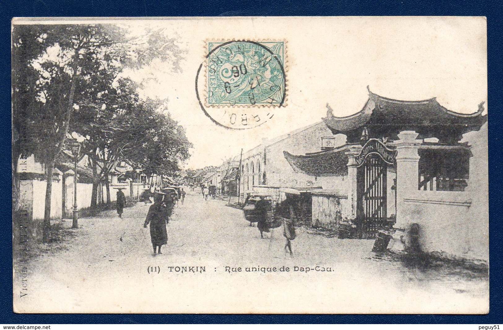 Indochine Française.  Tonkin. Rue Unique De Dap-Cau. Passants. Entrée Des Subsistances Militaires. 1906 - Vietnam