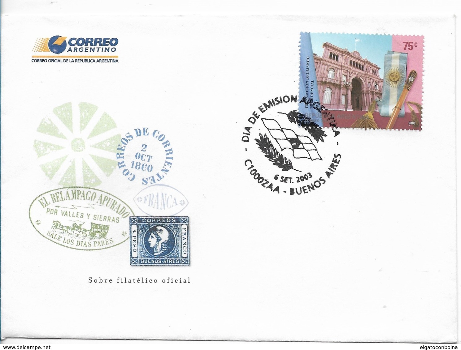 ARGENTINA 2008 FDC COMMAND TRANSMISSION PRESIDENTIAL ASSUMPTION 1 VALUE ON FIRST DAY COVER - Ungebraucht