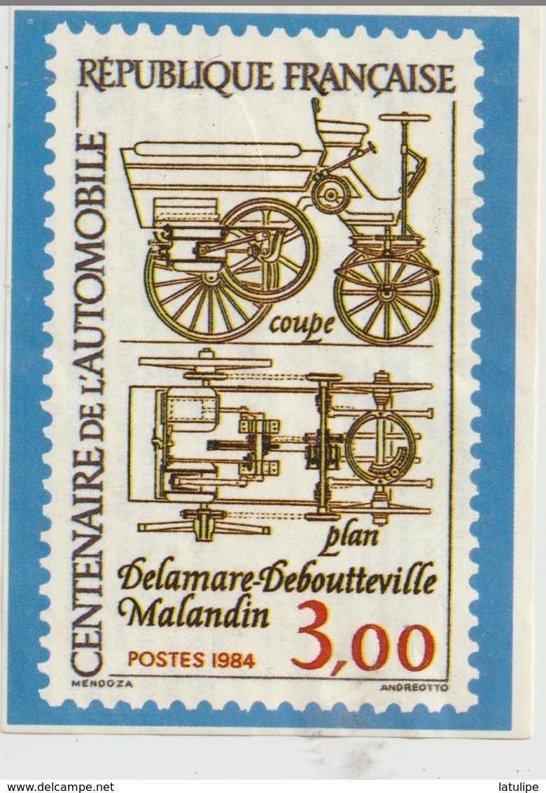 Image Du Centenaire De L'Automobile_Delamare-Deboutteville-Malandin 1884-1984_Voir Scan Details Au Verso - Voitures