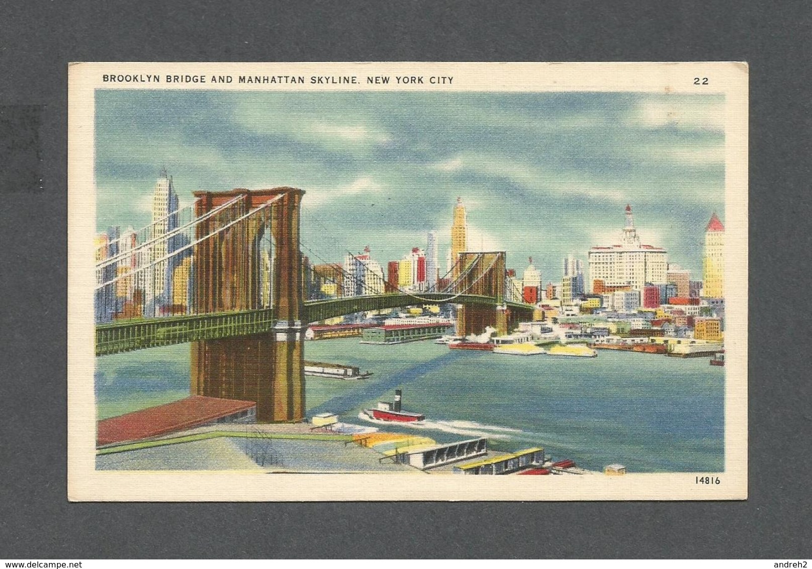 NEW YORK - NEW YORK CITY - BROOKLYN BRIDGE AND MANHATTAN SKYLINE - BY MANHATTAN POST CARD - Bridges & Tunnels